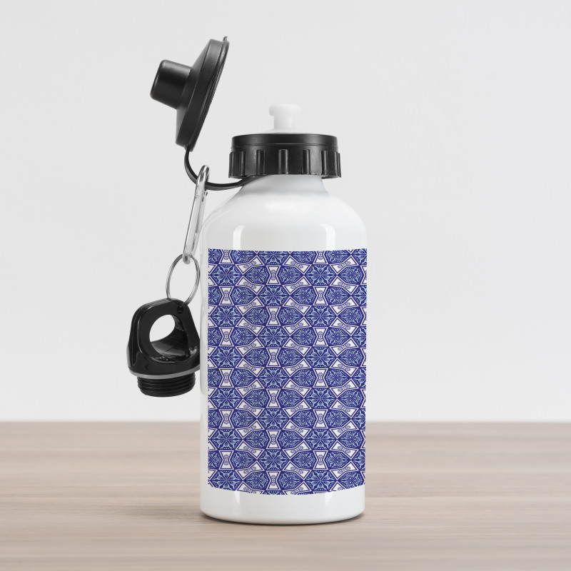 Indigo Floral Geometric Aluminum Water Bottle