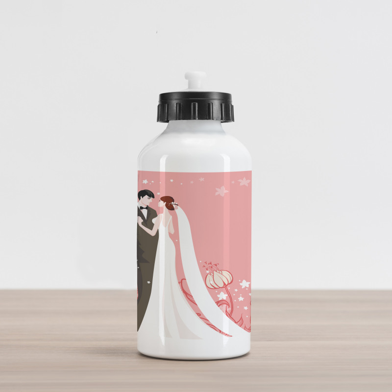 Bride Groom Dancing Floral Aluminum Water Bottle