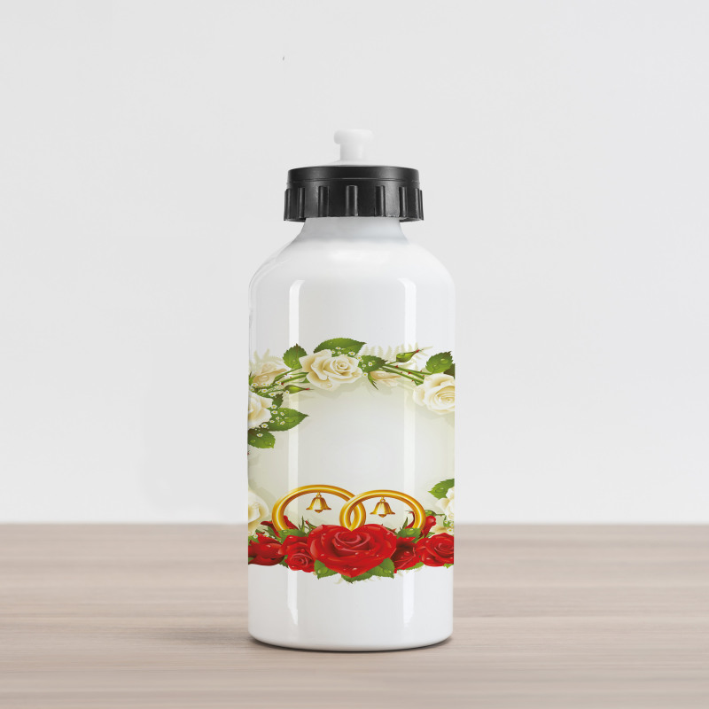 Roses Wedding Rings Aluminum Water Bottle