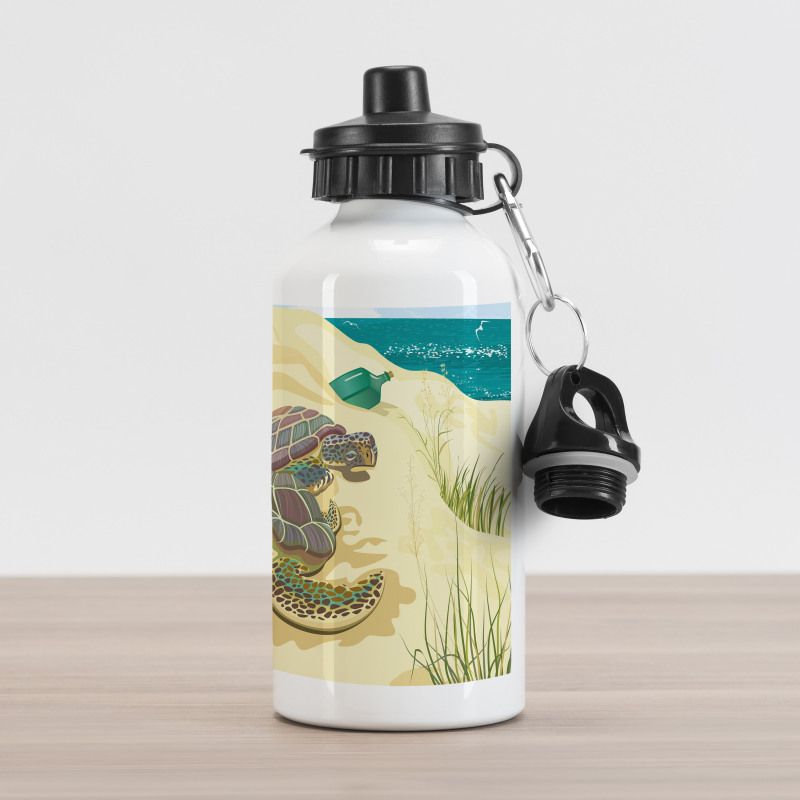 Sea Turtles Sand Boat Aluminum Water Bottle