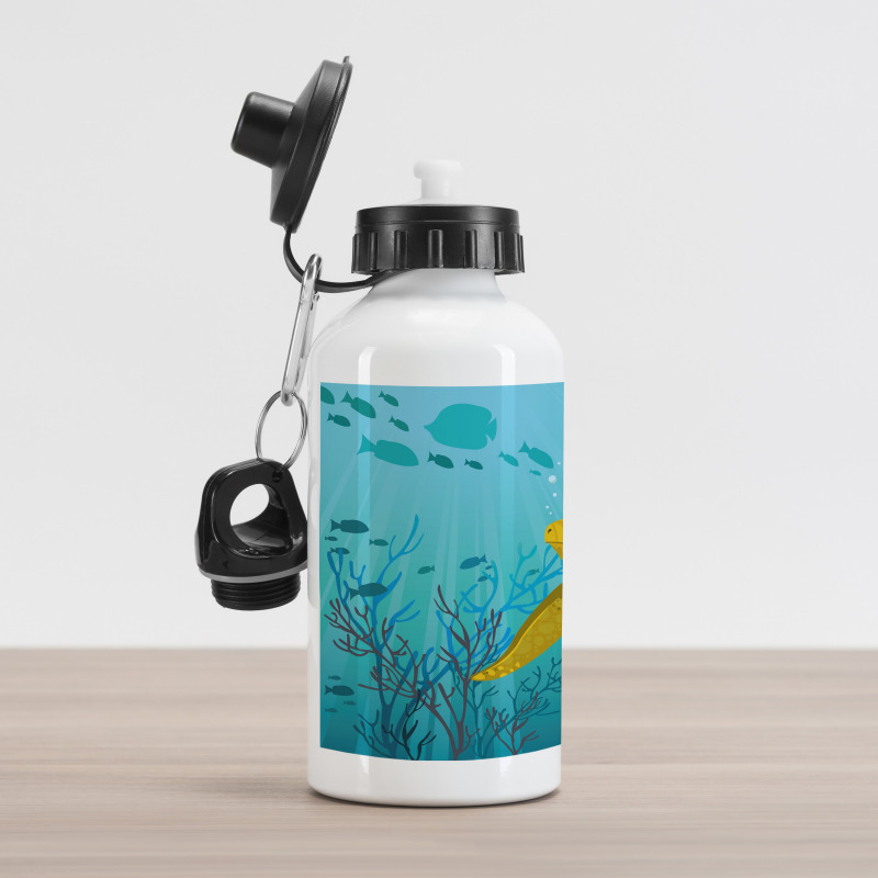 Cartoon Turtle Coral Aluminum Water Bottle