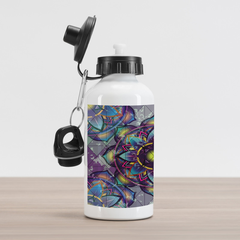 Grunge Futuristic Mandala Aluminum Water Bottle