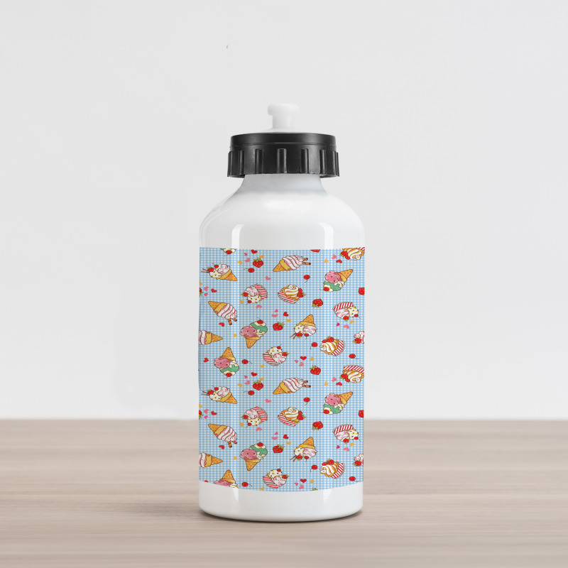 Checkered Tartan Motif Aluminum Water Bottle