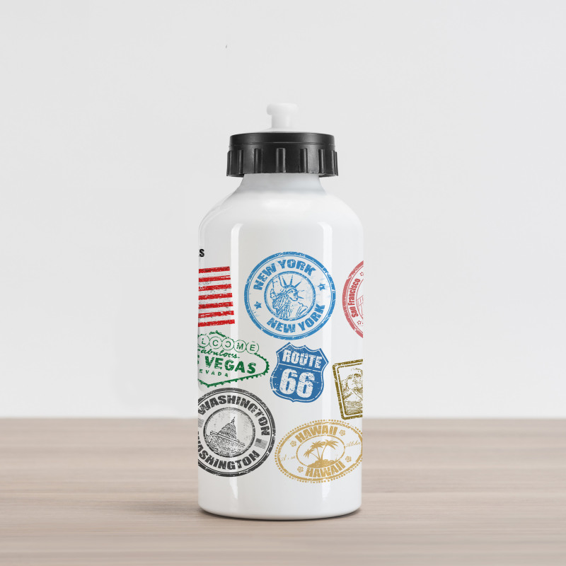 Grunge Stamps Aluminum Water Bottle