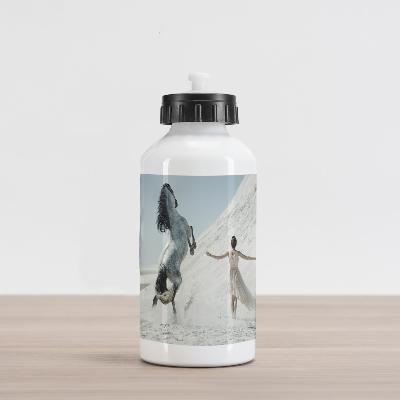 Lady with White Horse Aluminum Water Bottle
