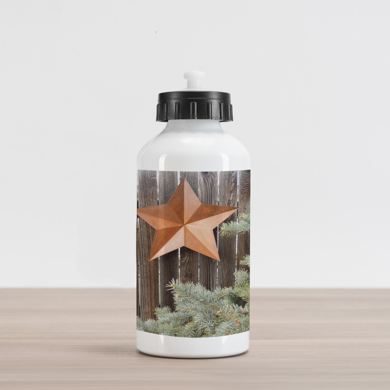 Star on Wood Aluminum Water Bottle