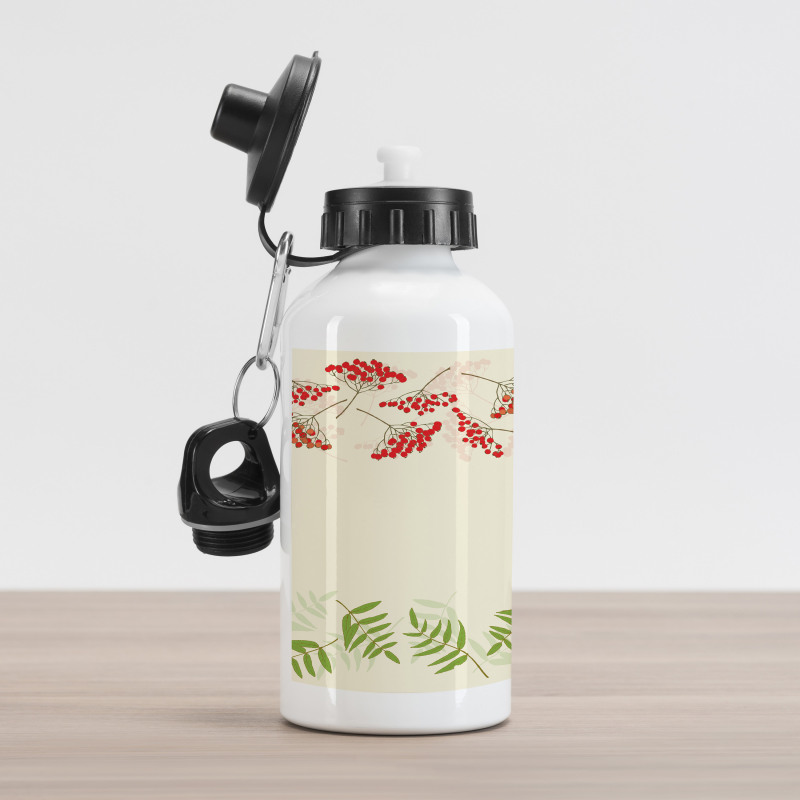 Border with Mountain Ash Aluminum Water Bottle