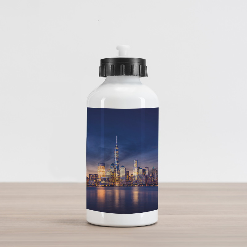 New York Skyline Evening Aluminum Water Bottle