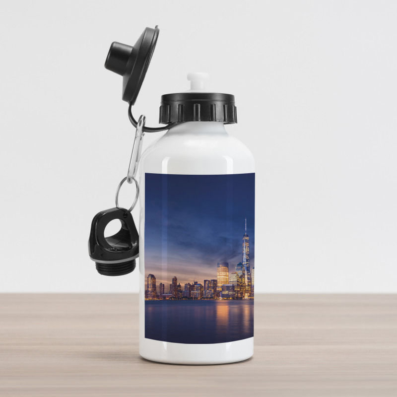 New York Skyline Evening Aluminum Water Bottle