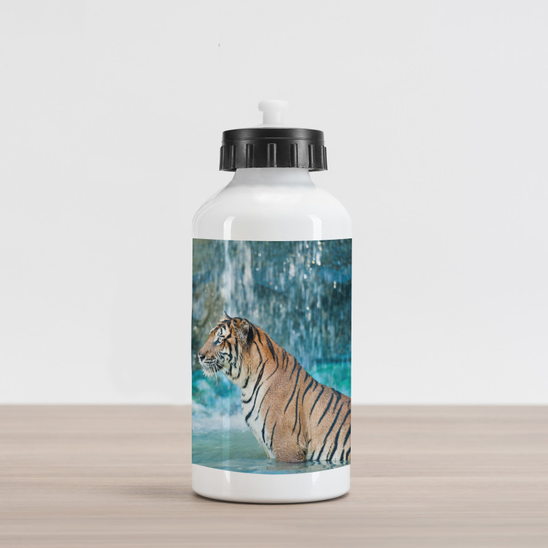 Feline Animal in Pond Aluminum Water Bottle