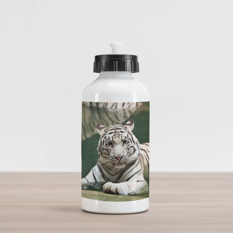 White Tiger Swimming Fun Aluminum Water Bottle