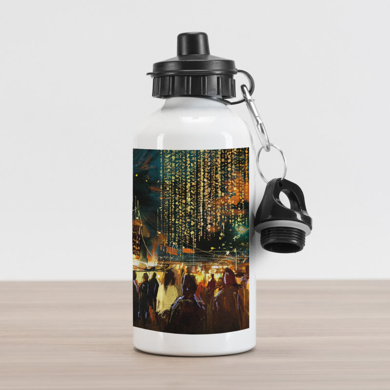 City Street Colorful Art Aluminum Water Bottle