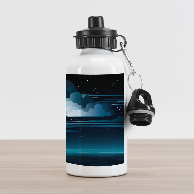 Clouds Full Moon Stars Aluminum Water Bottle