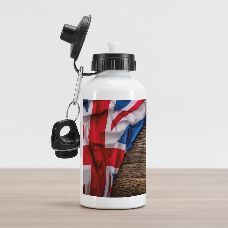 Flag on Oak Board Aluminum Water Bottle