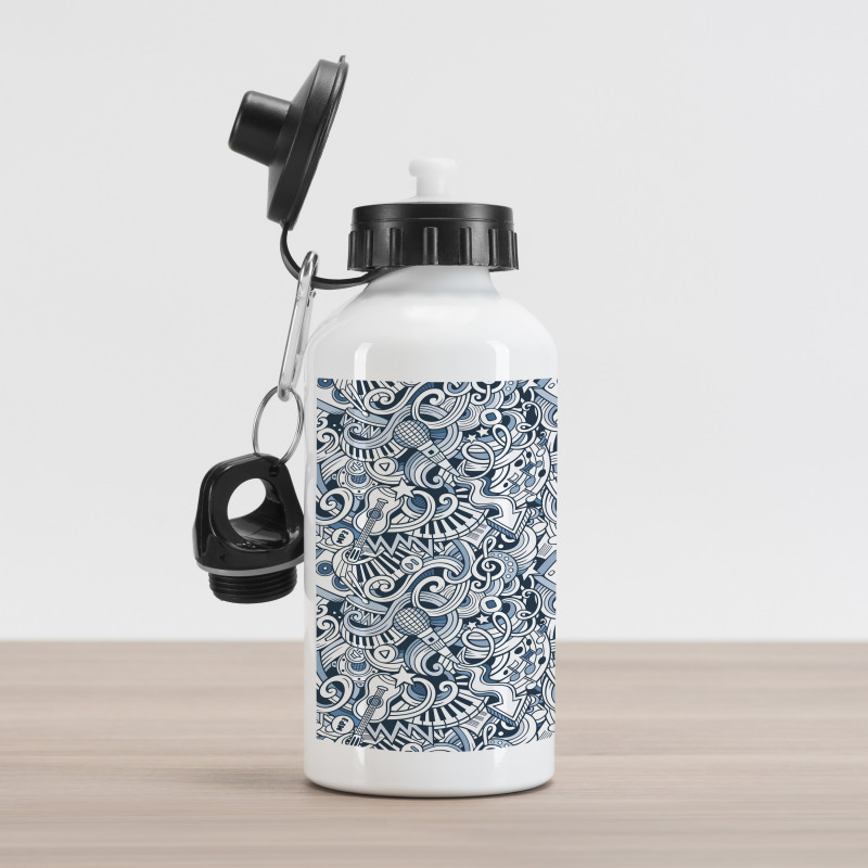 Music Doodle Art Aluminum Water Bottle