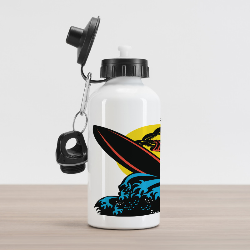 Man on Sea Waves Aluminum Water Bottle