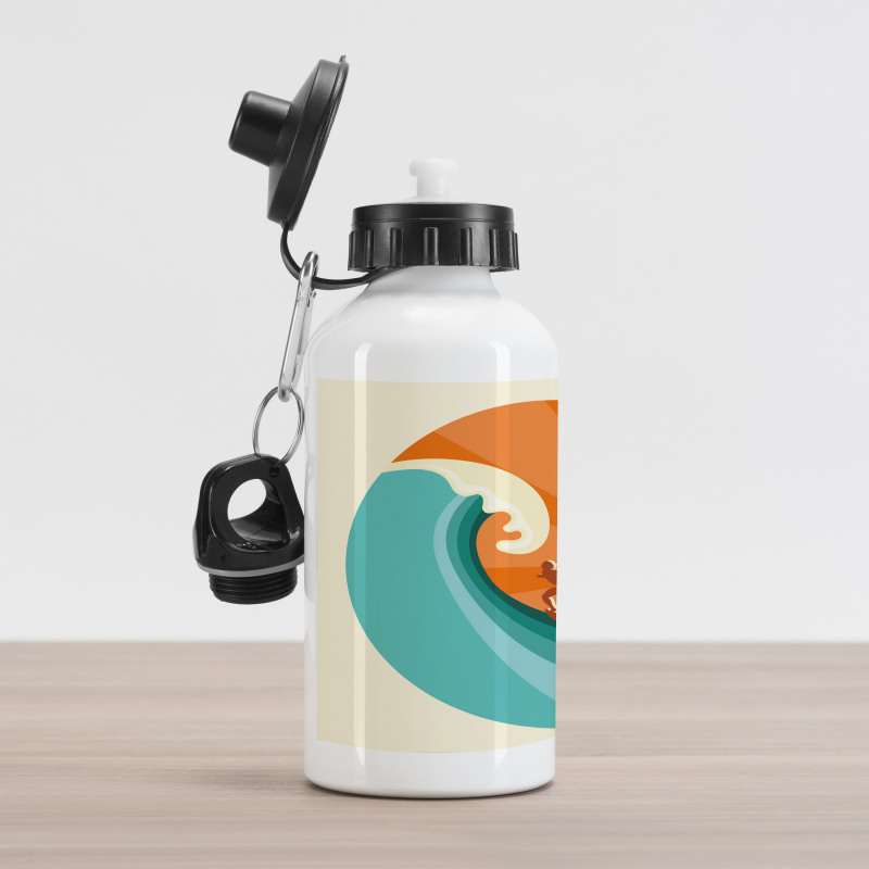 Retro Man Surfing Aluminum Water Bottle