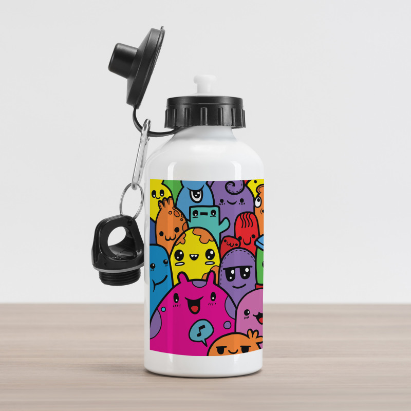 Colorful Doodle Monsters Aluminum Water Bottle
