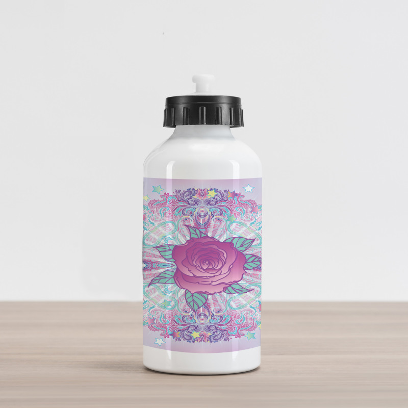 Psychedelic Rose Mandala Aluminum Water Bottle