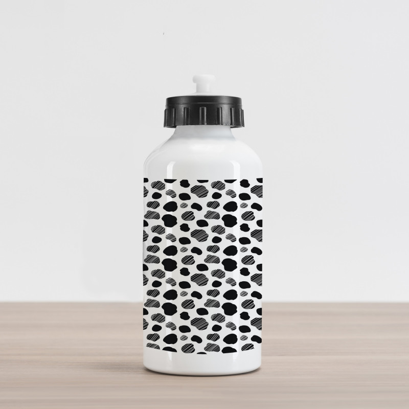 Black and White Dots Aluminum Water Bottle