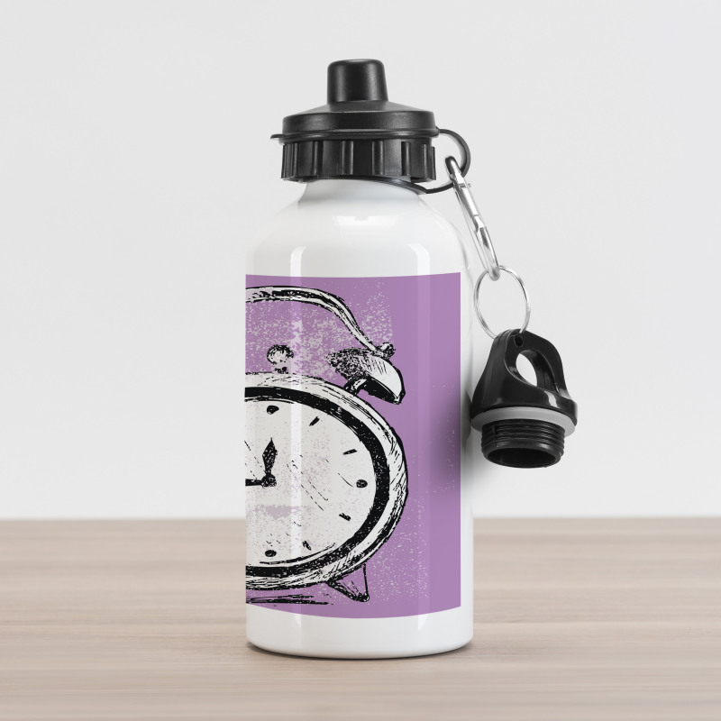 Retro Alarm Clock Grunge Aluminum Water Bottle