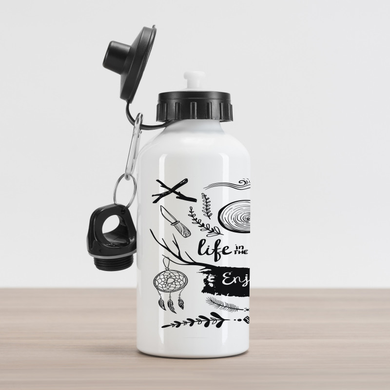 Antlers Tree Feathers Aluminum Water Bottle