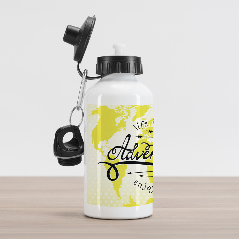 World Map Airplane Aluminum Water Bottle