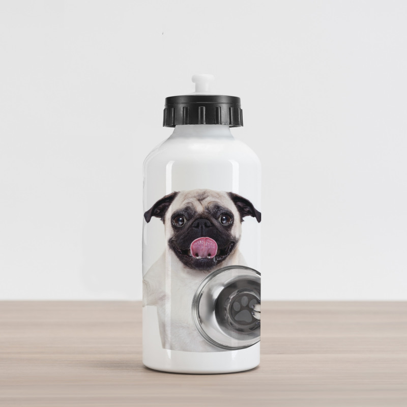 Dog Holding Food Bowl Aluminum Water Bottle