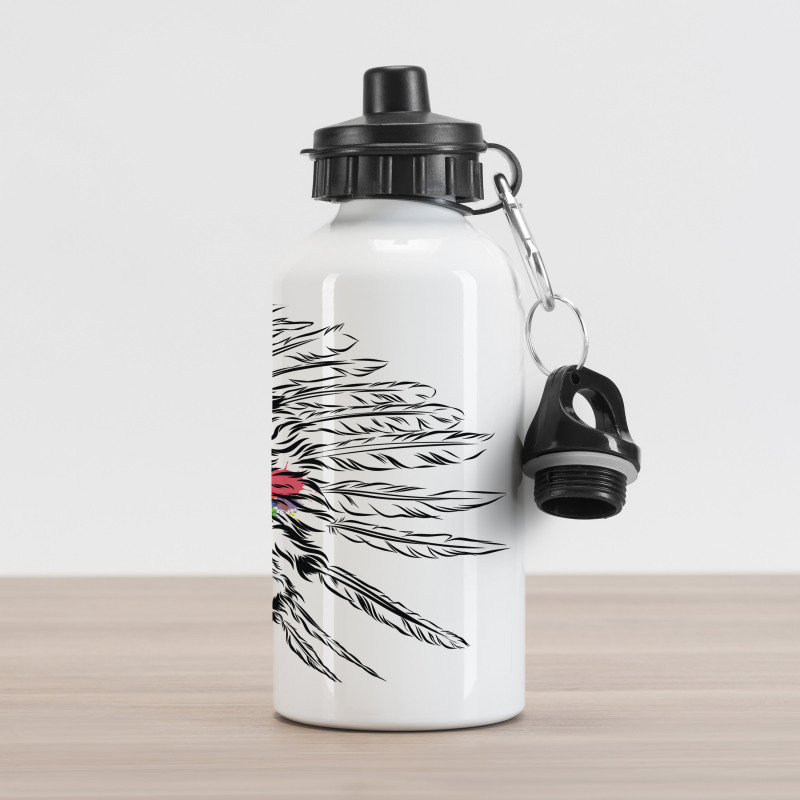 Headdress Sketch Design Aluminum Water Bottle