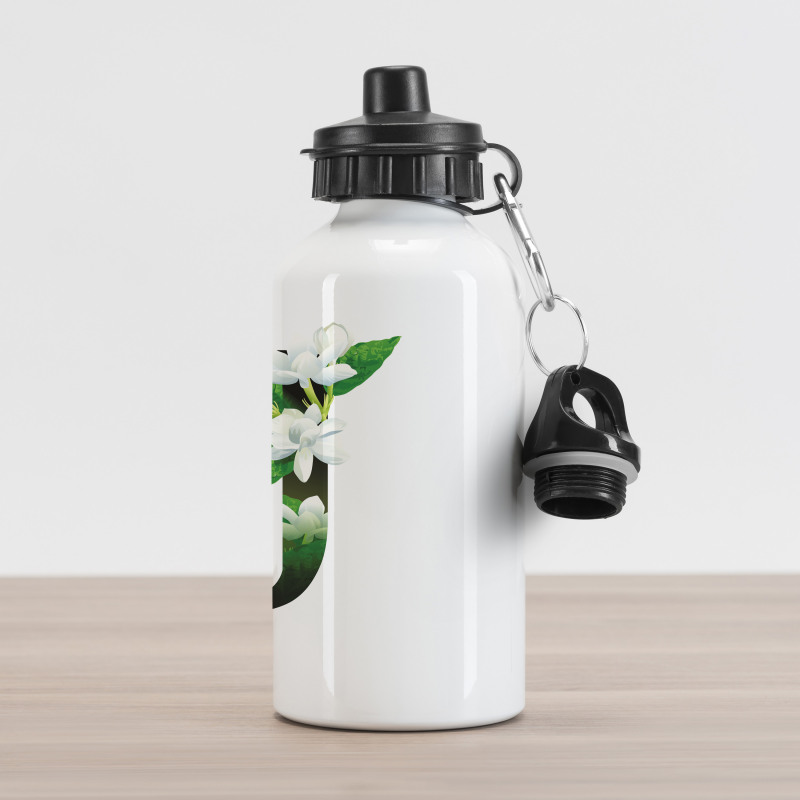 Abstract Jasmine and J Aluminum Water Bottle