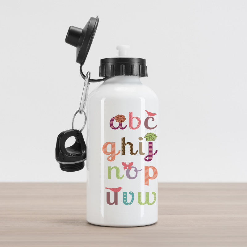 Girly Feminine Alphabet Aluminum Water Bottle