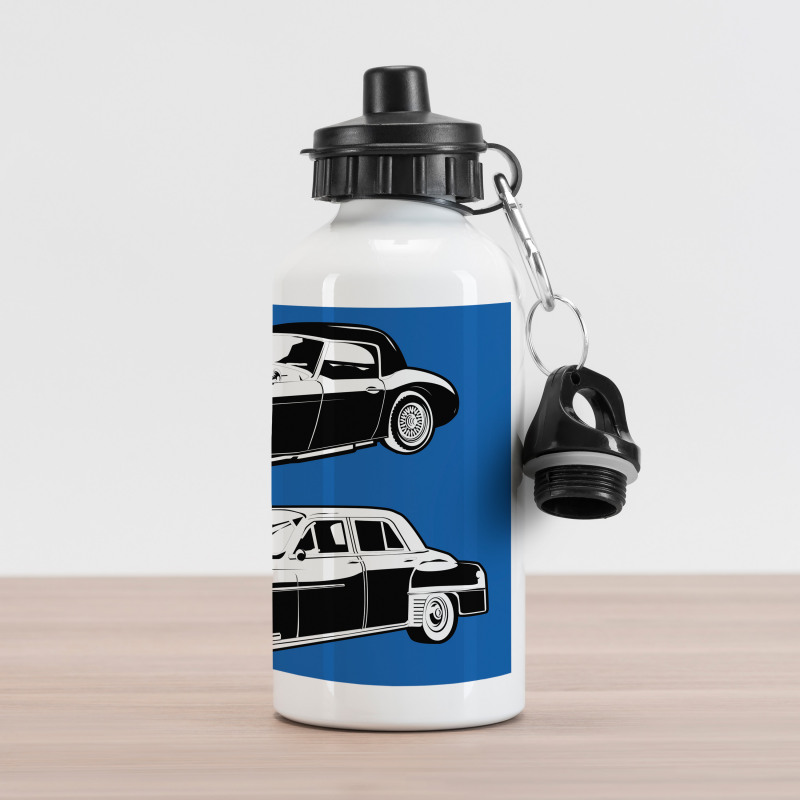 Black and White Vehicle Aluminum Water Bottle