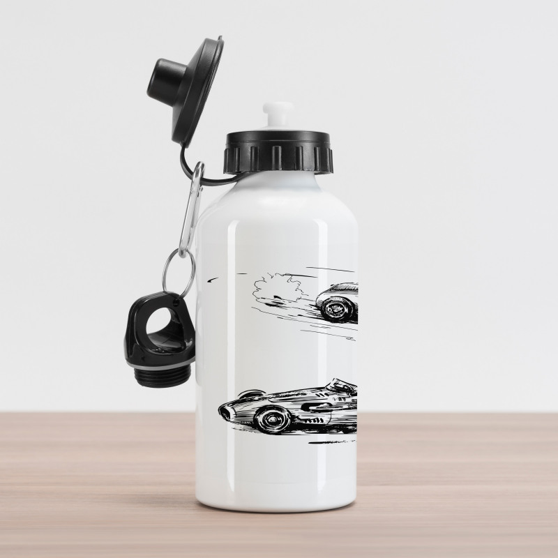 Racing Vehicles Sketch Aluminum Water Bottle