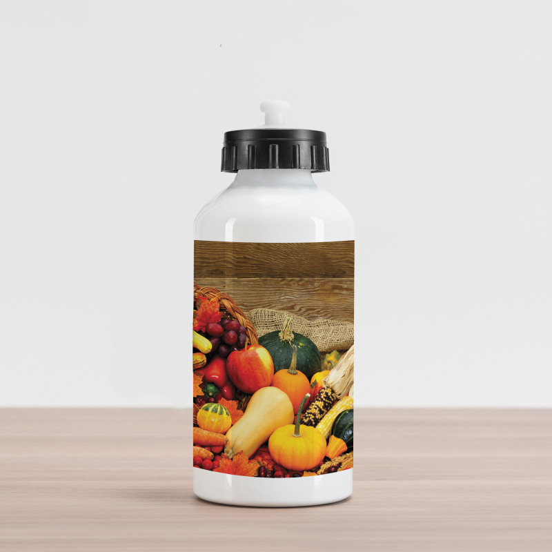 Food Scattered on Table Aluminum Water Bottle