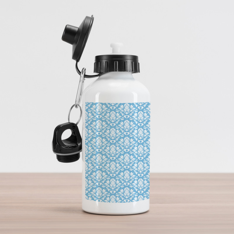 Blue White Old Garden Aluminum Water Bottle