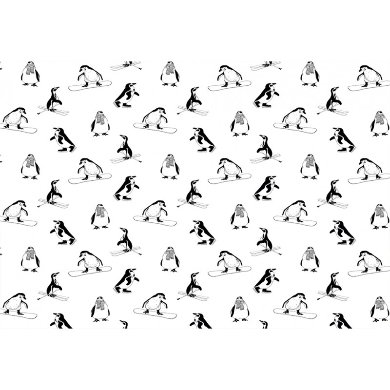 Skiing Penguins in Scarves Aluminum Water Bottle