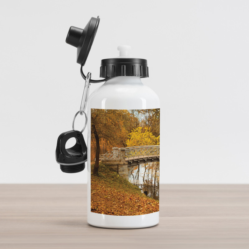 Old Bridge in Fall Forest Aluminum Water Bottle