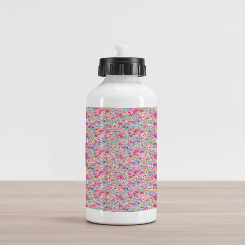 Kawaii Bunnies and Candy Aluminum Water Bottle