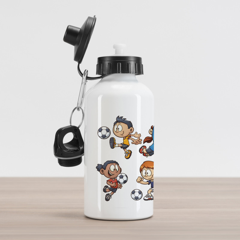 Cartoon Kids Playing Aluminum Water Bottle