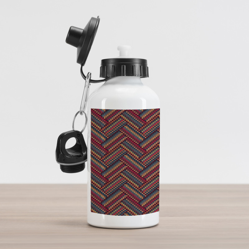 Herringbone Lines Aluminum Water Bottle