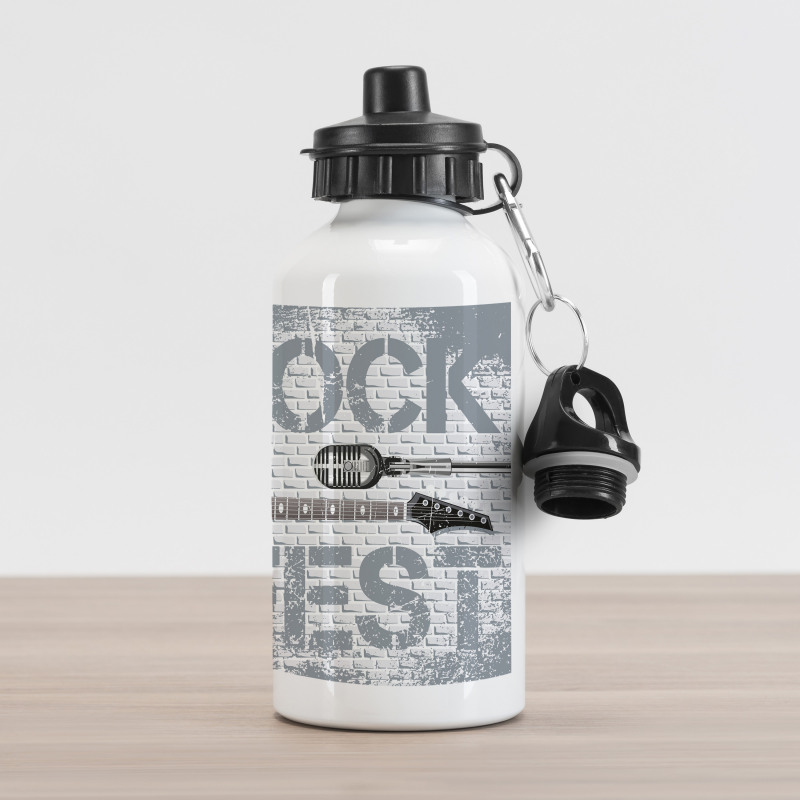 Guitar on Brick Wall Aluminum Water Bottle