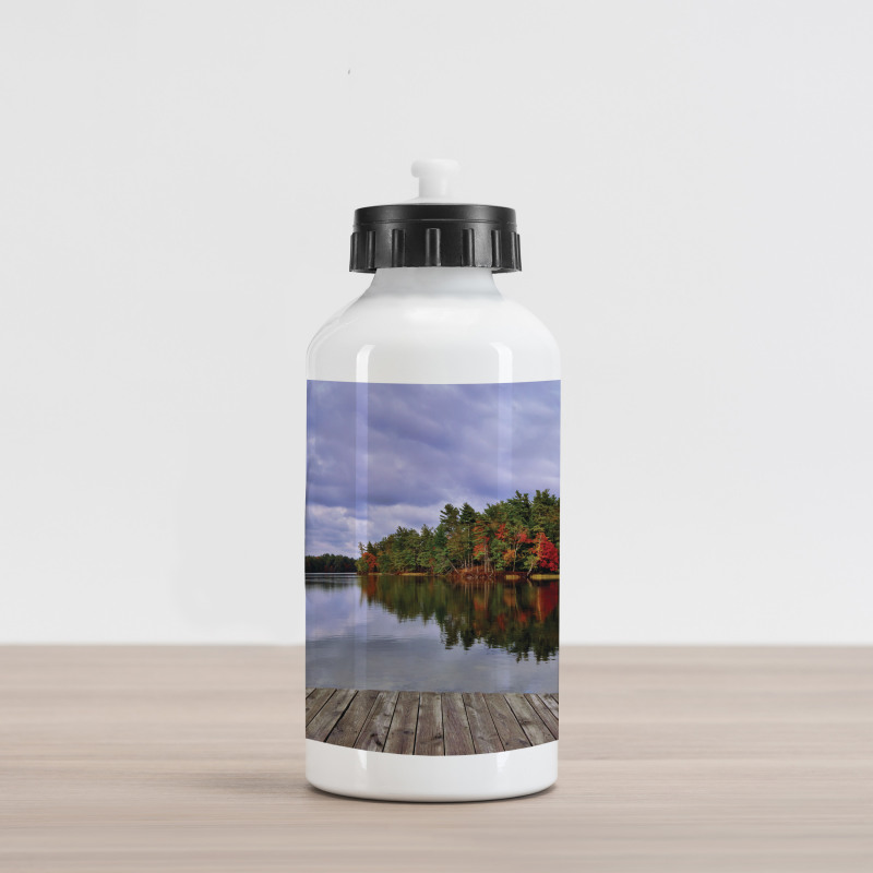 Wooden Dock Fall Splendor Aluminum Water Bottle