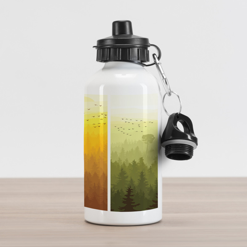 Hills Trees and Birds Aluminum Water Bottle