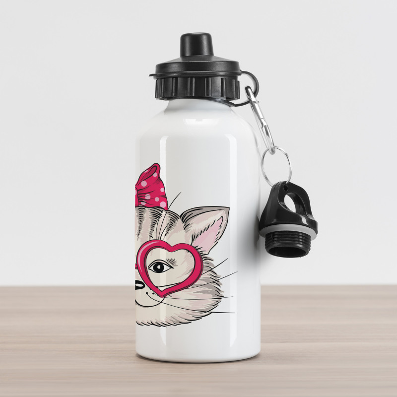 Heart Shape Glasses Bow Aluminum Water Bottle