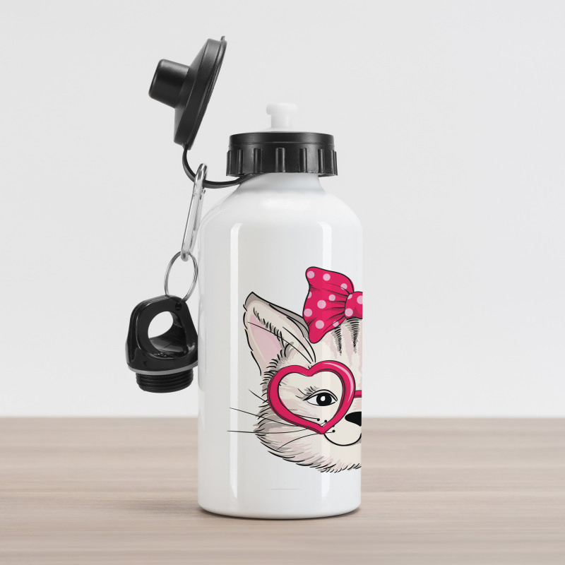 Heart Shape Glasses Bow Aluminum Water Bottle