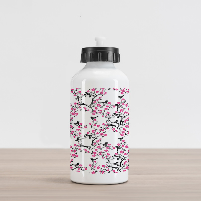 Sakura Tree Bird Aluminum Water Bottle