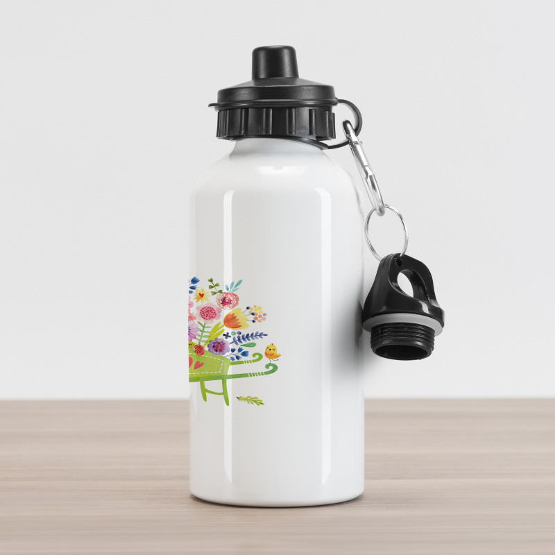 Wheelbarrow Flowers Aluminum Water Bottle