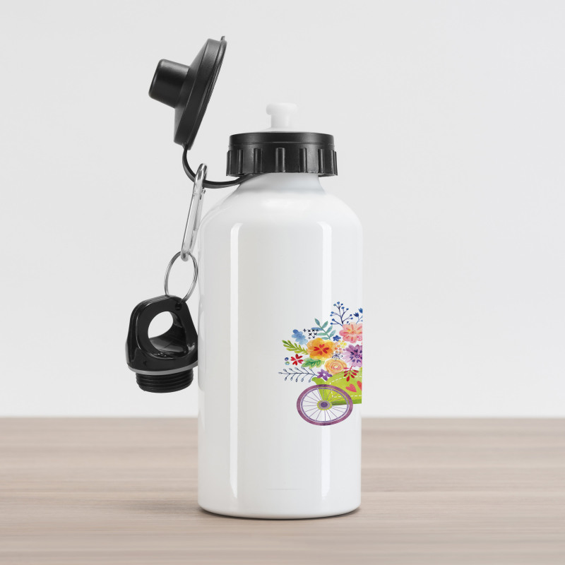 Wheelbarrow Flowers Aluminum Water Bottle