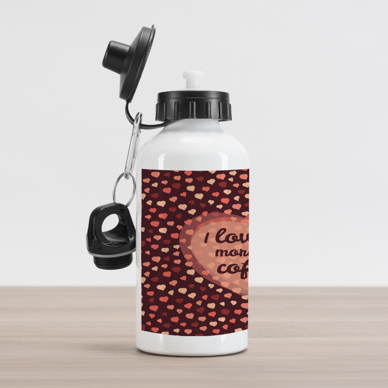 Coffee and Hearts Aluminum Water Bottle