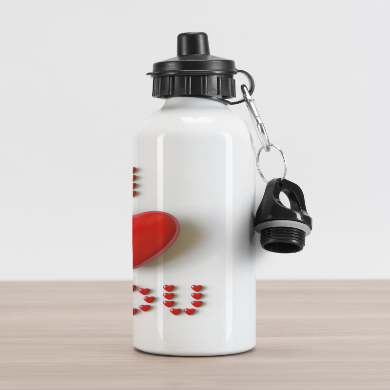 3D Heart Letters Aluminum Water Bottle